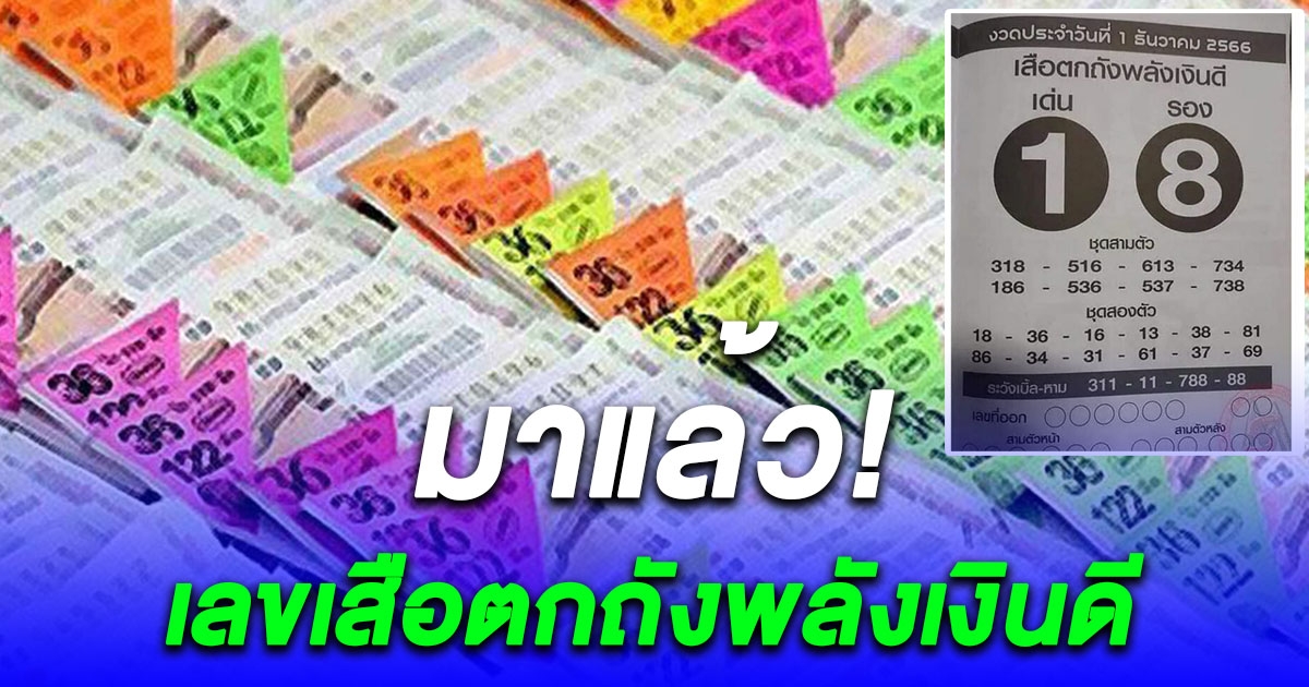 ซื้อให้ทัน เลขเสือตกถังพลังเงินดี งวด 1 ธันวาคม 2566