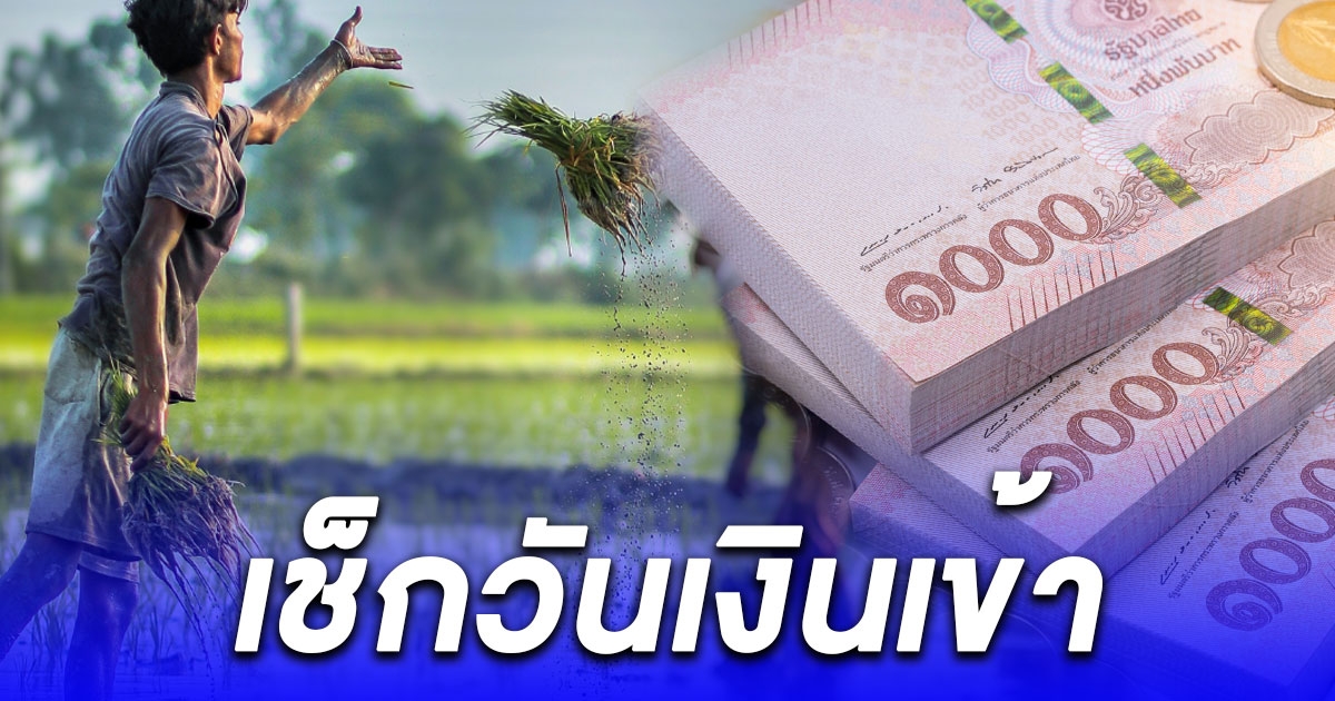 เช็กวันโอนเงินช่วยเหลือชาวนา ไร่ละ 1,000 ครัวเรือนละไม่เกิน 20,000 ล่าสุด เข้าบัญชีวันไหน