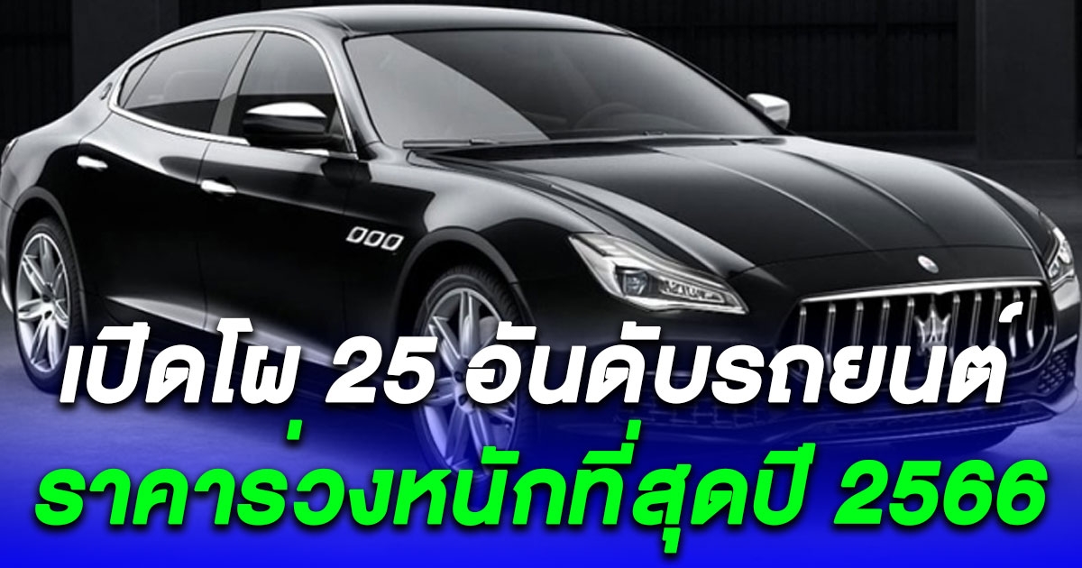 เปิดโผ 25 อันดับรุ่นรถยนต์ราคาร่วงหนักที่สุดปี 2566 ที่สหรัฐอเมริกา