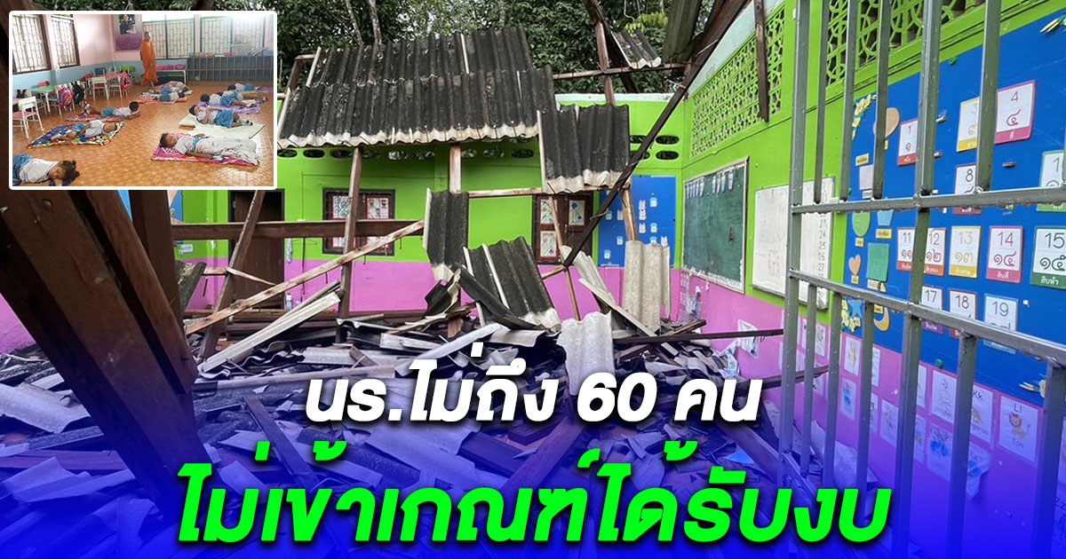 อาคารเรียนพังถล่มทั้งหลัง ครู-นร. 54 คนก้มหน้ารับชะตากรรม เผย นร.ไม่ถึง 60 คนไม่เข้าเกณฑ์ได้รับงบ