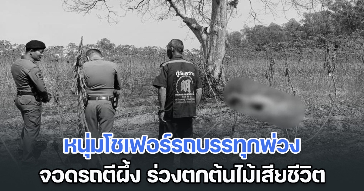 สลด! หนุ่มโชเฟอร์รถบรรทุกพ่วง จอดรถตีผึ้ง ร่วงตกต้นไม้เสียชีวิต