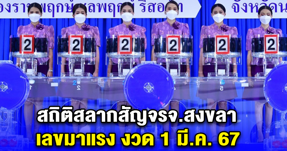 สถิติสลากสัญจรจ.สงขลา เลขมาแรง งวด 1 มี.ค. 67