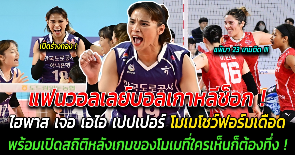 แฟนวอลเลย์บอลเกาหลีช็อก ผลการแข่งขันไฮพาส เจอ เอไอ เปปเปอร์ โมเมเปิดร่างทองโชว์ฟอร์มเดือด ตบสนั่นจนผู้บรรยายยังต้องร้อง พร้อมเปิดสถิติหลังเกมของโมเมที่ใครเห็นก็ต้องทึ่ง