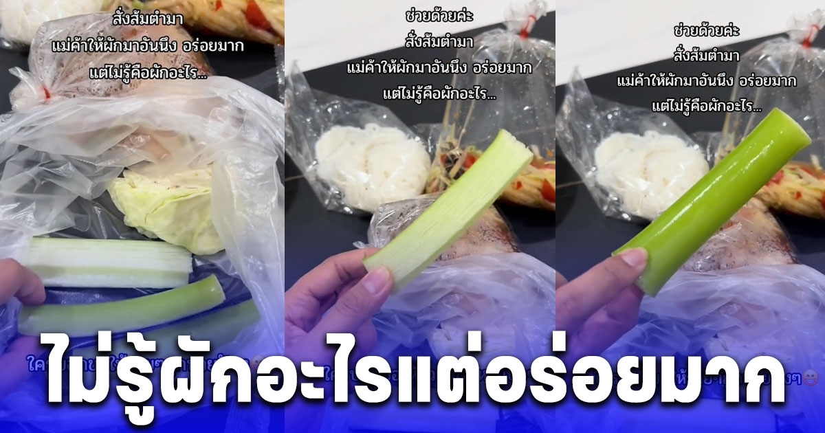 สาวสงสัย มันคือผักอะไร หลังแม่ค้าส้มตำแถมผักมาให้ อร่อยมาก