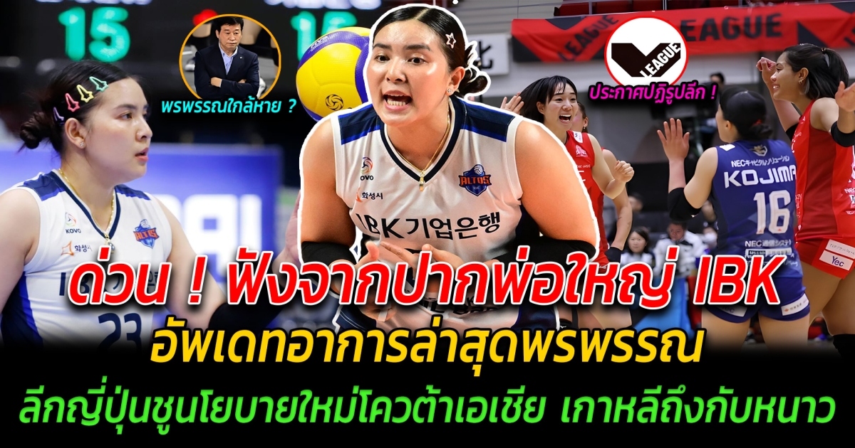 ด่วน! ฟังจากปากพ่อใหญ่ IBK ถึงอาการล่าสุด พรพรรณ ลีกญี่ปุ่นประกาศนโยบายใหม่โควต้าเอเชีย ดึงดูดนักกีฬาต่างชาติ ทำเกาหลีถึงกับหนาว