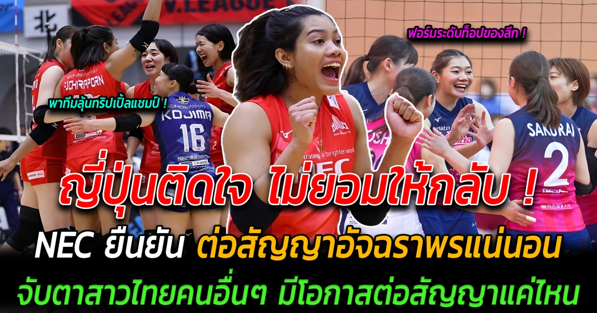 ญี่ปุ่นติดใจ ไม่ยอมให้กลับ NEC ยืนยัน ต่อสัญญาอัจฉราพรแน่นอน จับตาสถานะการณ์สาวไทยคนอื่นๆในลีกญี่ปุ่น มีโอกาศต่อสัญญากับทีมมากน้อยแค่ไหน