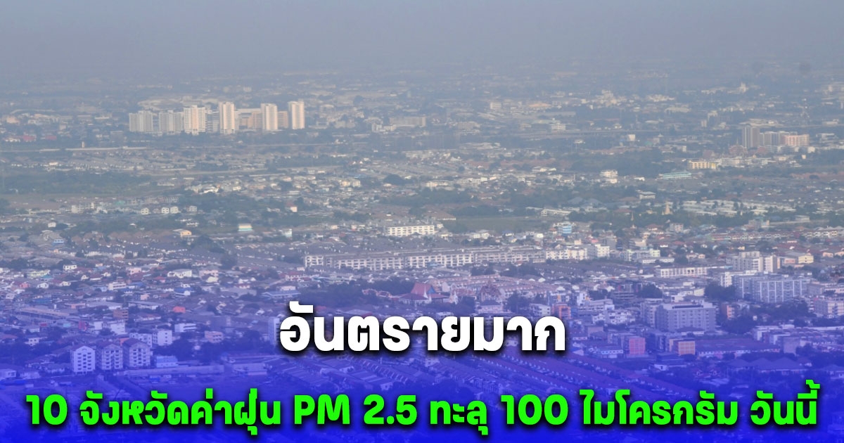 เปิดรายชื่อ 10 จังหวัดค่าฝุ่น PM 2.5 ทะลุ 100 ไมโครกรัม วันนี้ 17 มี.ค. มีผลกระทบต่อสุขภาพและทางเดินหายใจ