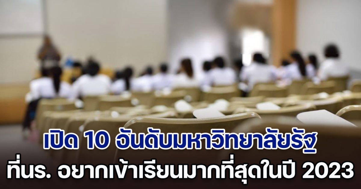 เปิด 10 อันดับมหาวิทยาลัยรัฐ ที่นร. อยากเข้าเรียนมากที่สุดในปี 2023