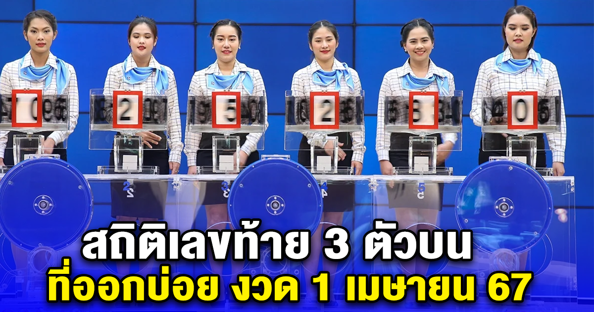 สถิติเลขท้าย 3 ตัวบน ที่ออกบ่อย งวด 1 เมษายน 67