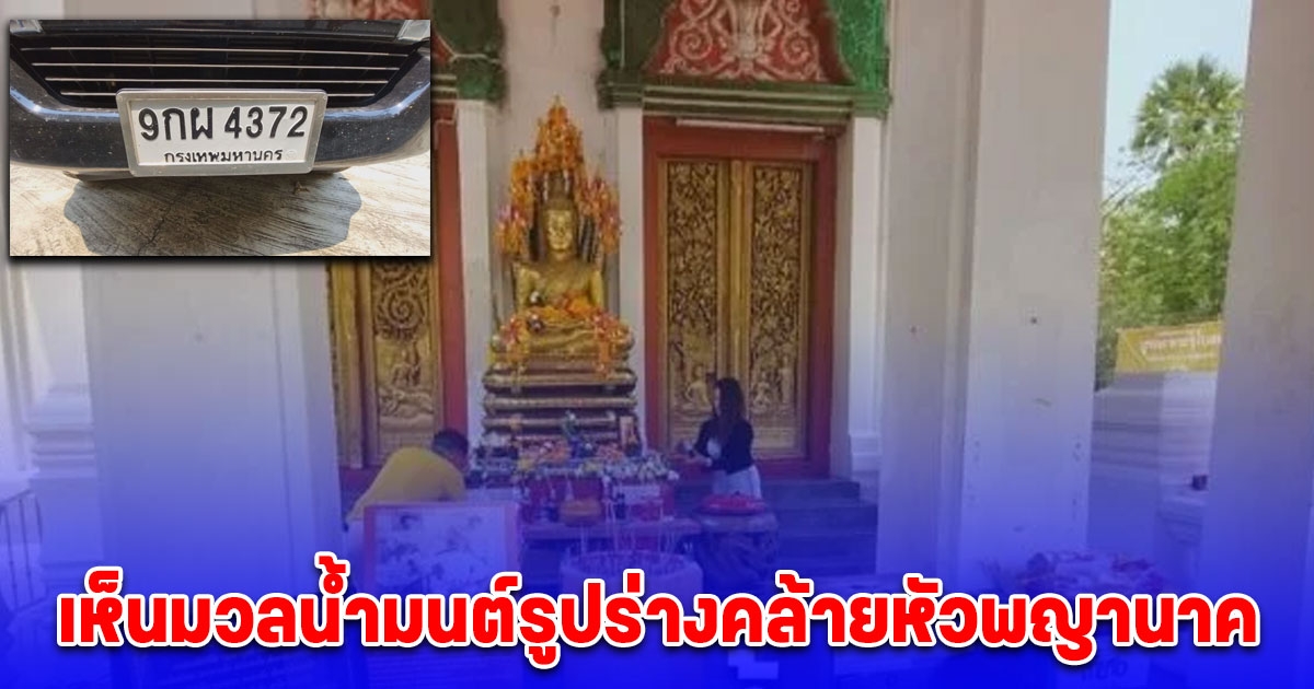 หนุ่มไหว้ขอพรหลวงพ่อนาค เห็นมวลน้ำมนต์รูปร่างคล้ายหัวพญานาค ไม่พลาดตีเลข