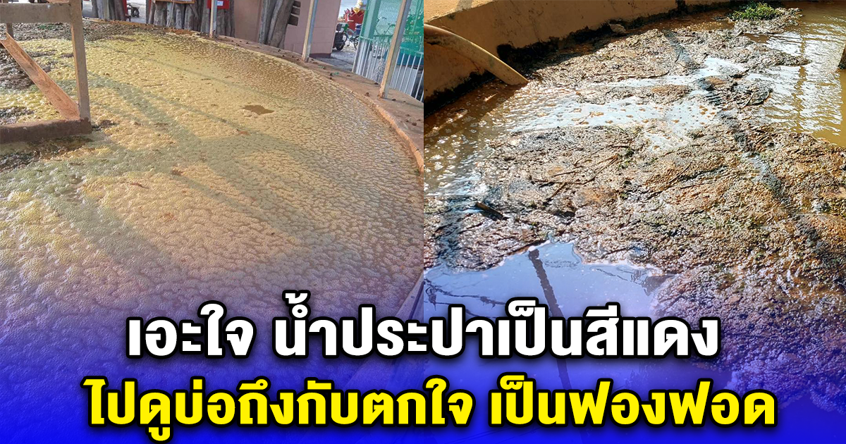เอะใจ น้ำประปาเป็นสีแดง ไปดูบ่อถึงกับตกใจ เป็นฟองฟอด