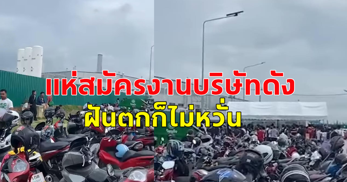ฝนตกก็ไม่หวั่น แห่สมัครงาน บริษัท BYD ระยอง