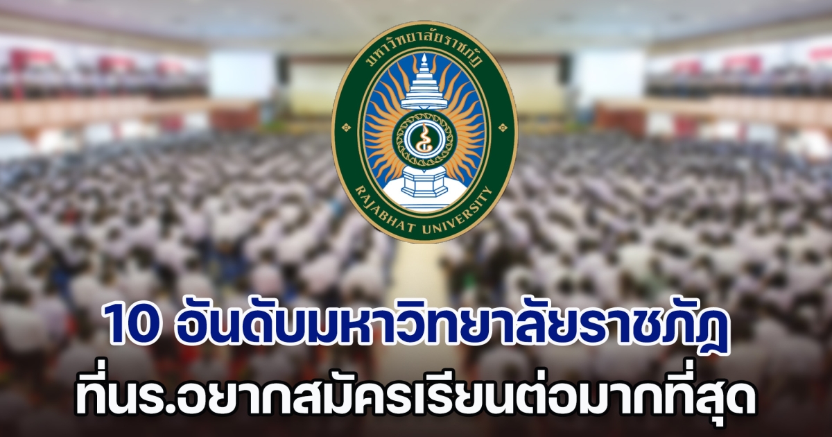 เปิด 10 อันดับ มหาวิทยาลัยราชภัฏ ที่นร.อยากสมัครเรียนต่อมากที่สุด