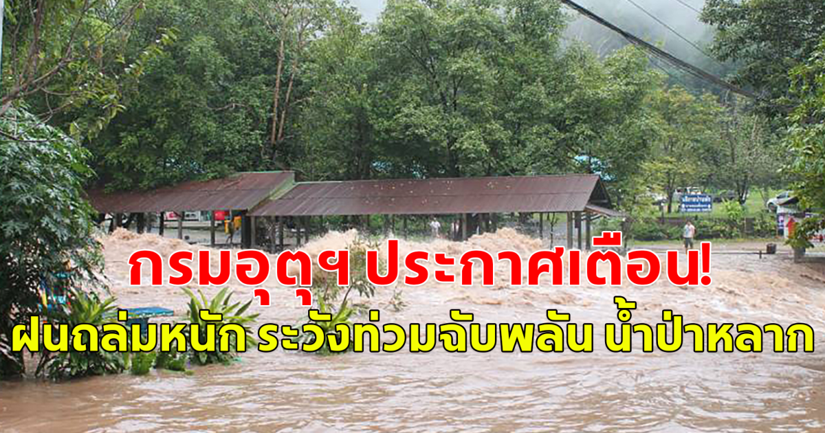 กรมอุตุฯ ประกาศเตือน! ฝนถล่มหนัก ระวังท่วมฉับพลัน น้ำป่าหลาก