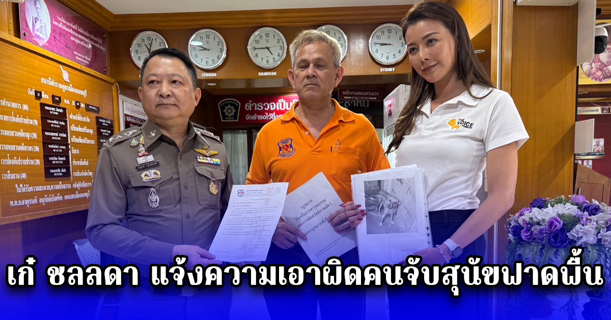 เก๋ ชลลดา แจ้งความเอาผิดคนจับสุนัขฟาดพื้น