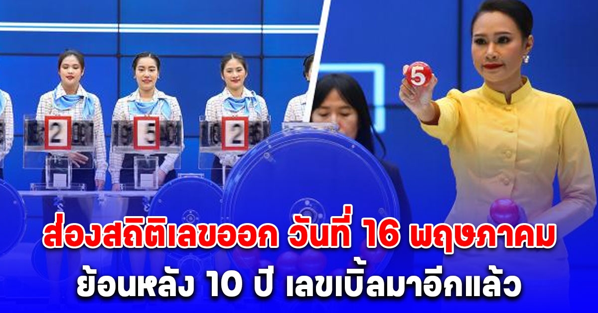 ส่องสถิติเลขออก วันที่ 16 พฤษภาคม ย้อนหลัง 10 ปี เลขเบิ้ลมาอีกแล้ว