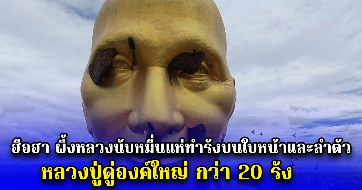 ฮือฮา ผึ้งหลวงนับหมื่นแห่ทำรังบนใบหน้าและลำตัว หลวงปู่ดู่องค์ใหญ่ กว่า 20 รัง