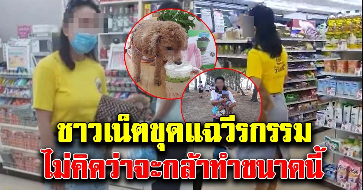 โซเชียล ขุดแฉวีรกรรม หญิงอุ้มสุนัขเข้าเซเว่น
