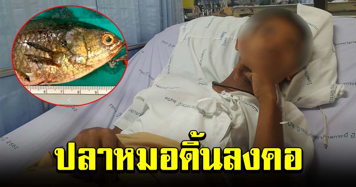 หนุ่มคาบปลาหมอไว้ที่ปาก แต่ดิ้นหลุดลงคอ