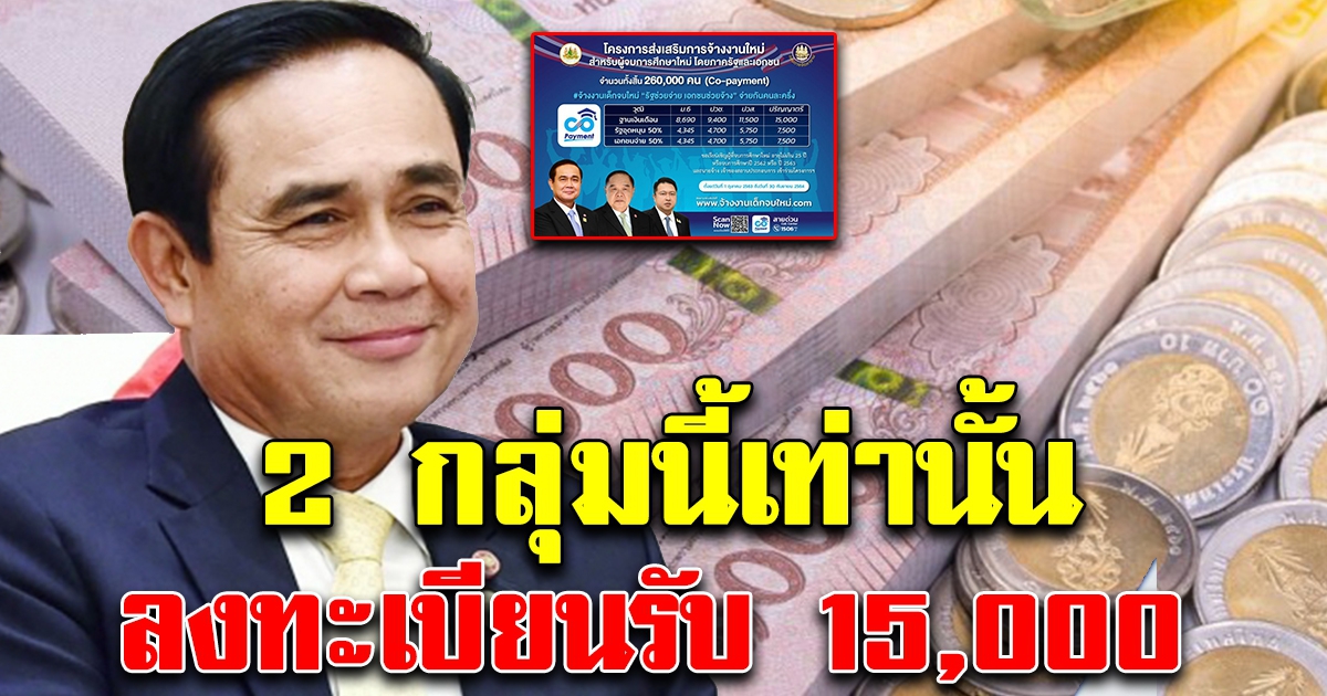 2 กลุ่มนี้เท่านั้น ลงทะเบียน รับ 15,000
