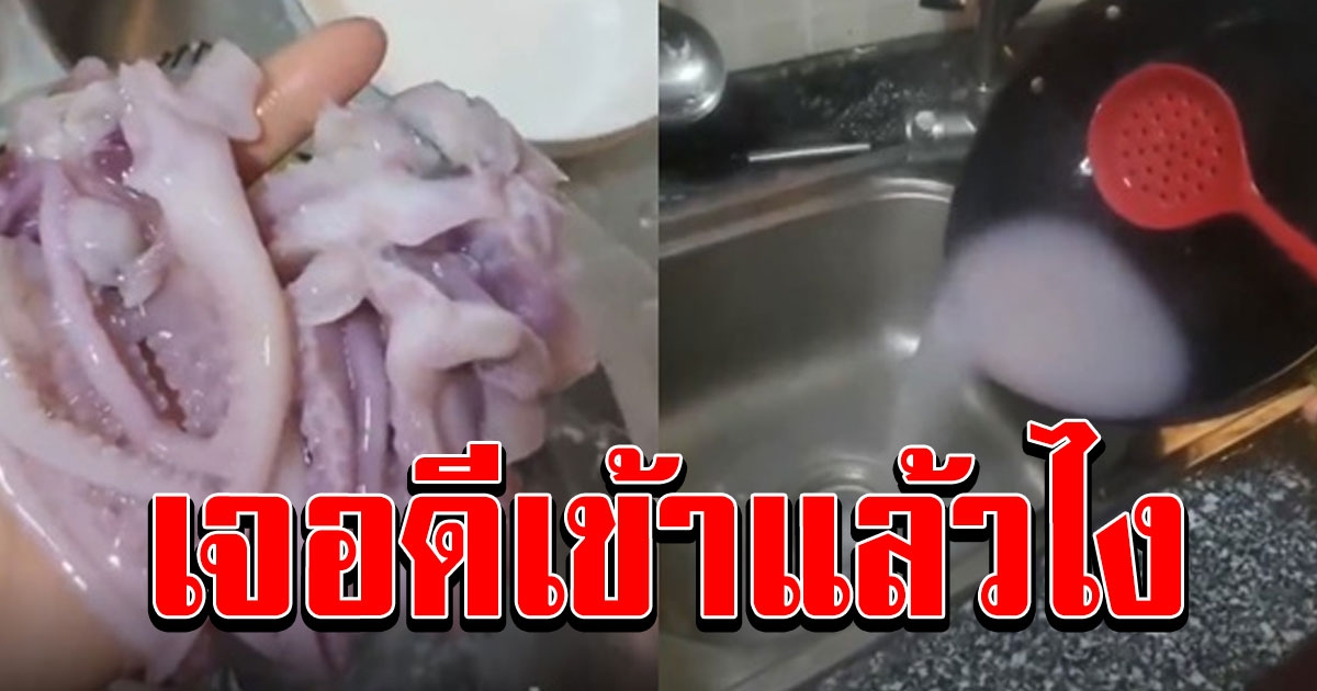 สาวซื้อหมึกจากตลาด ต้มแค่ 8 นาที