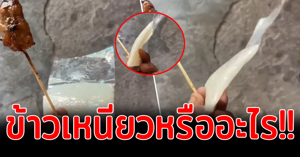 หนุ่มซื้อหมูปิ้งเหลือไม้สุดจิ๋ว  พร้อมข้าวเหนียวบางเฉียบ