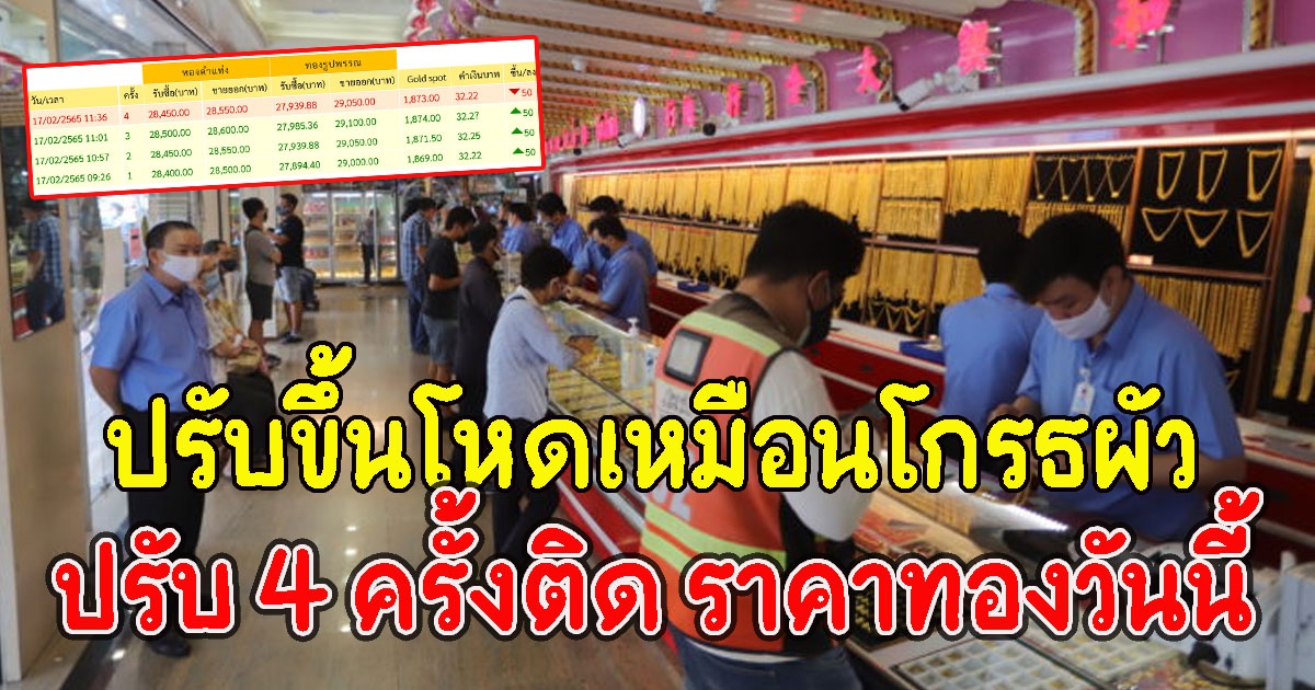 ปรับ 4 ครั้งติด ราคาทองเปิดตลาดเช้านี้