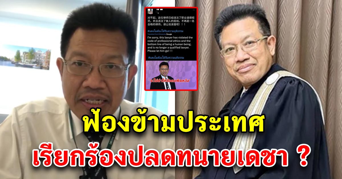 ฟ้องข้ามประเทศไหม โซเชียลต่างชาติร้องปลดอาชีพ ทนายเดชา แตงโม