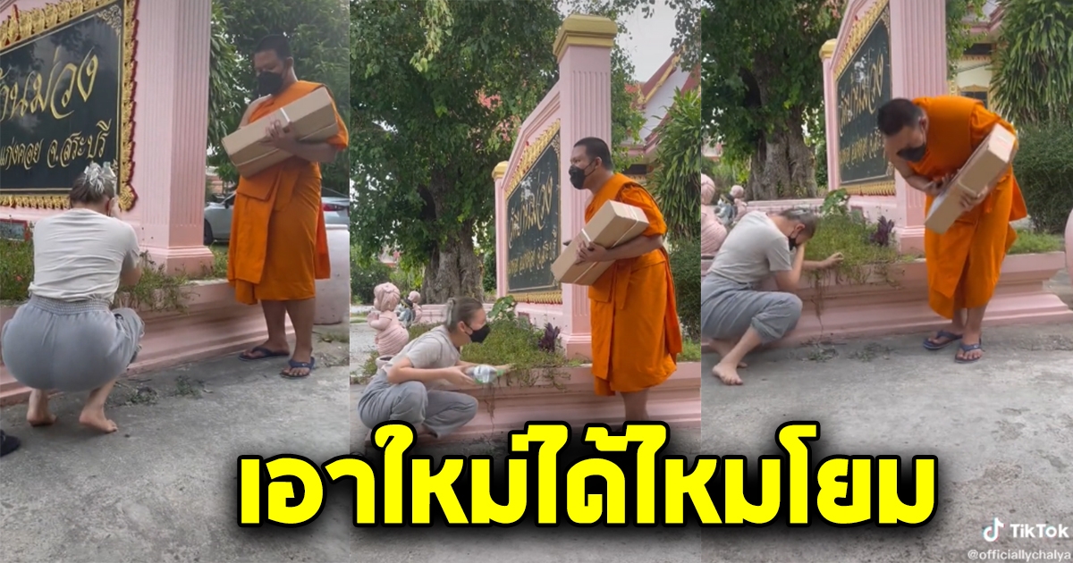 พระใหม่ต้องให้พร โยมถวายผ้าไตรฯ กรวดน้ำ แต่สุดท้ายฮาลั่นกันทั้งวง