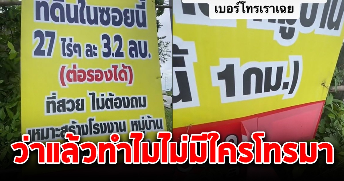 เจ้าของติดป้ายขายที่ดิน สงสัยทำไมไม่มีใครโทรมา สุดท้ายกลับไปดูอีกครั้ง ถึงได้รู้ความจริง