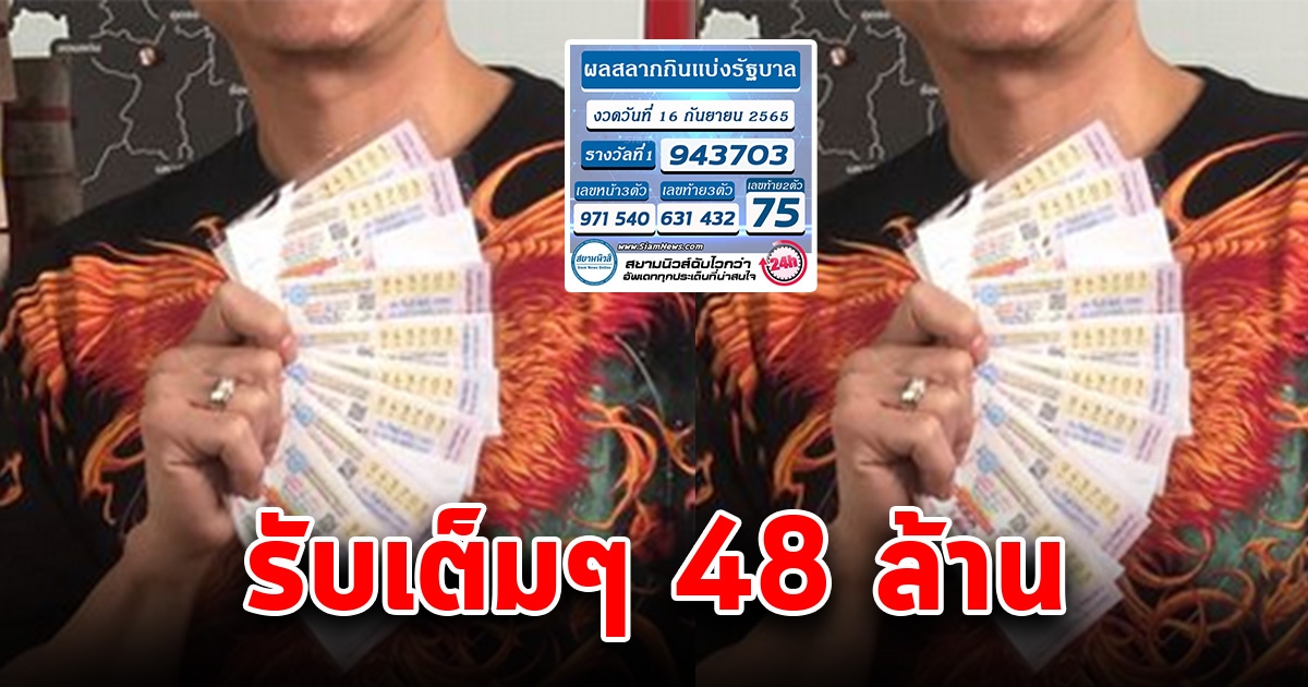 กรี๊ดลั่น ถูกรางวัลที่ 1 รับเต็มๆ 48 ล้าน