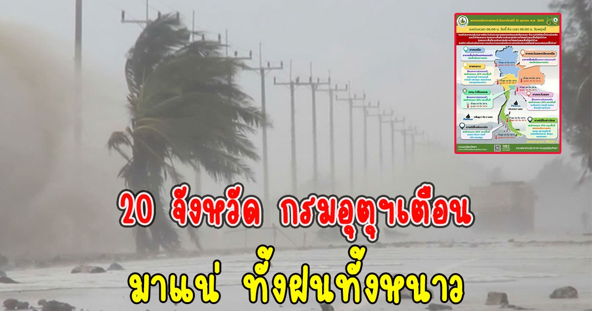 เปิด 20 จังหวัด กรมอุตุฯเตือนรับมือทั้งฝนทั้งหนาว