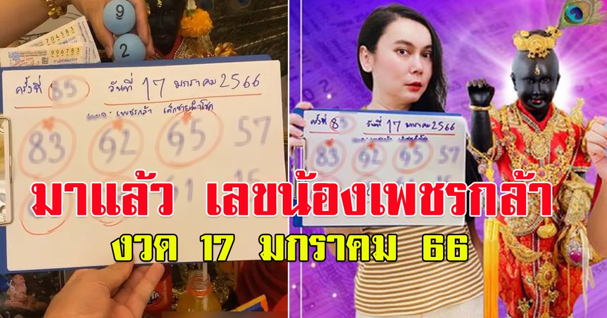 มาแล้ว เลขน้องเพชรกล้า 17 มกราคม 66