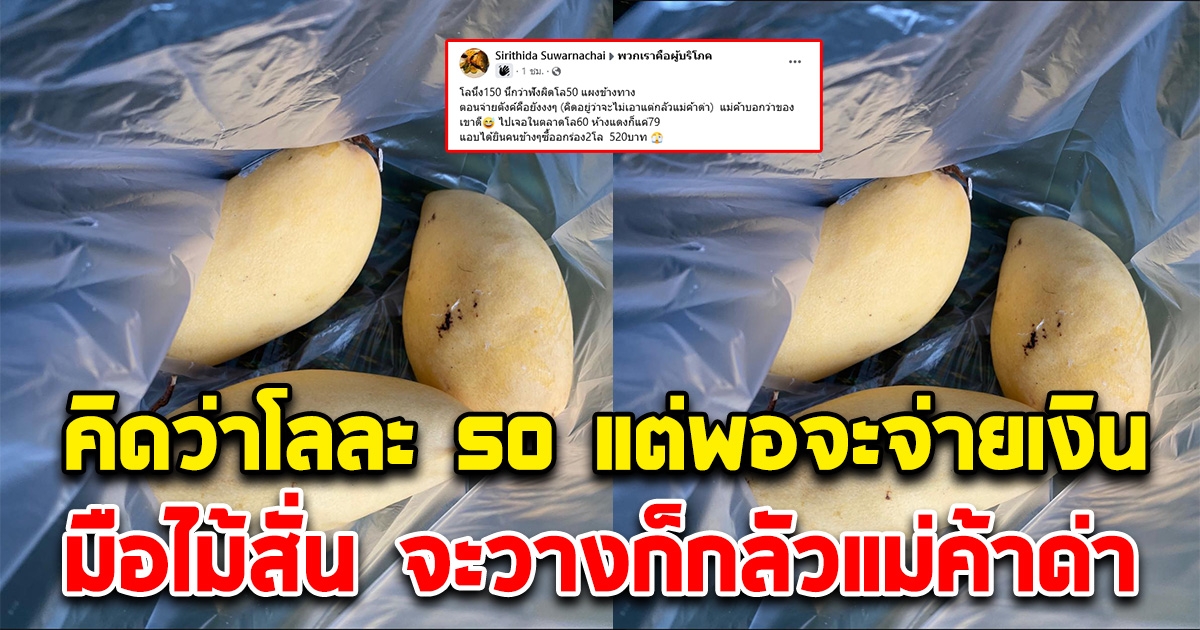 สาวแวะซื้อมะม่วงแผงข้างทาง คิดว่าโลละ 50 พอได้ยินชัดๆ ถึงกับมือไม้สั่น