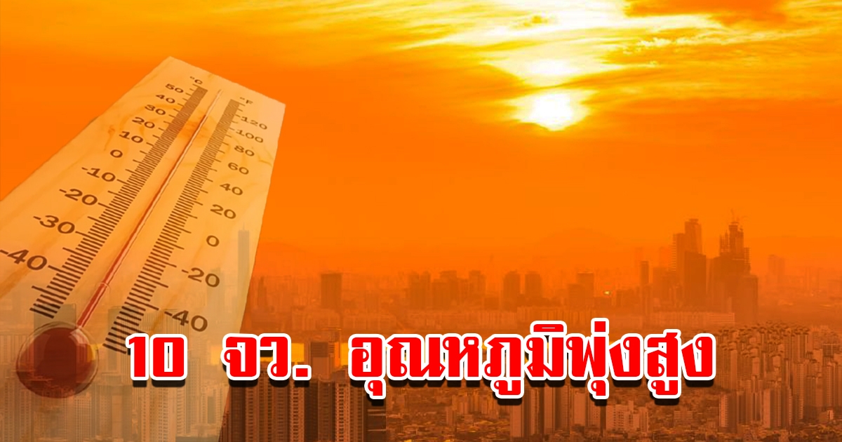 เปิดรายชื่อ 10 จังหวัด วันนี้ร้อนจัด อุณหภูมิพุ่งสูง เตือนระวังลมแดด