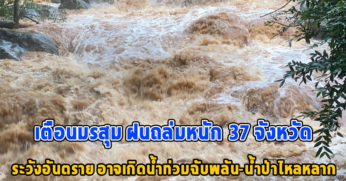 วันนี้กรมอุตุฯ เตือนมรสุม ฝนตกเพิ่มขึ้นถล่มหนัก 37 จังหวัด ขอให้ประชาชนระวังอันตราย อาจเกิดน้ำท่วมฉับพลัน-น้ำป่าไหลหลาก