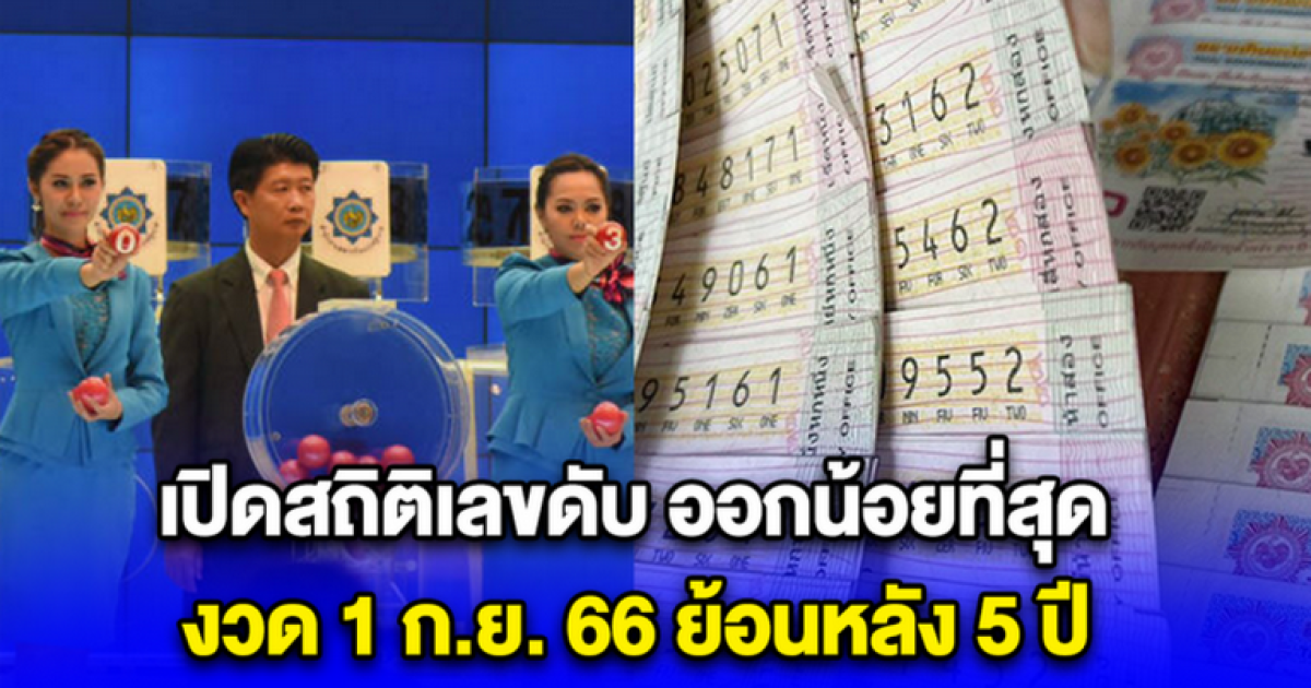 เปิดสถิติ เลขที่ออกน้อยที่สุด 9 , 3 งวด 1 กันยายน 66