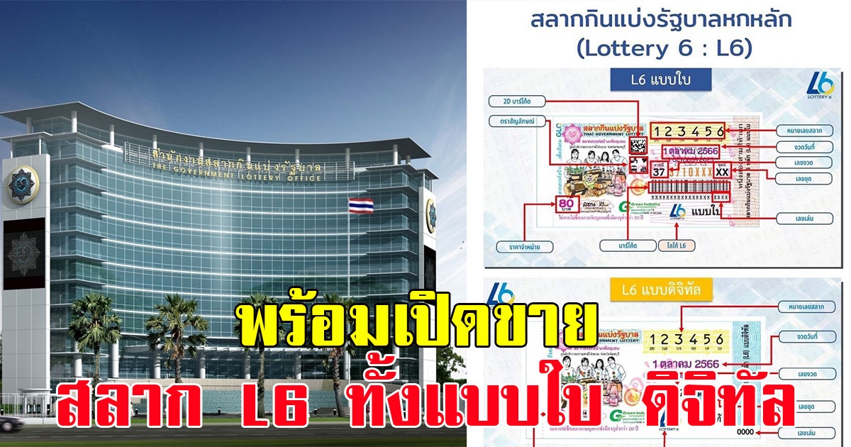 สลาก L6 พร้อมเปิดขายงวดแรก 17 ก.ย. ยืนยันสลากใบ 80 มีอยู่จริง