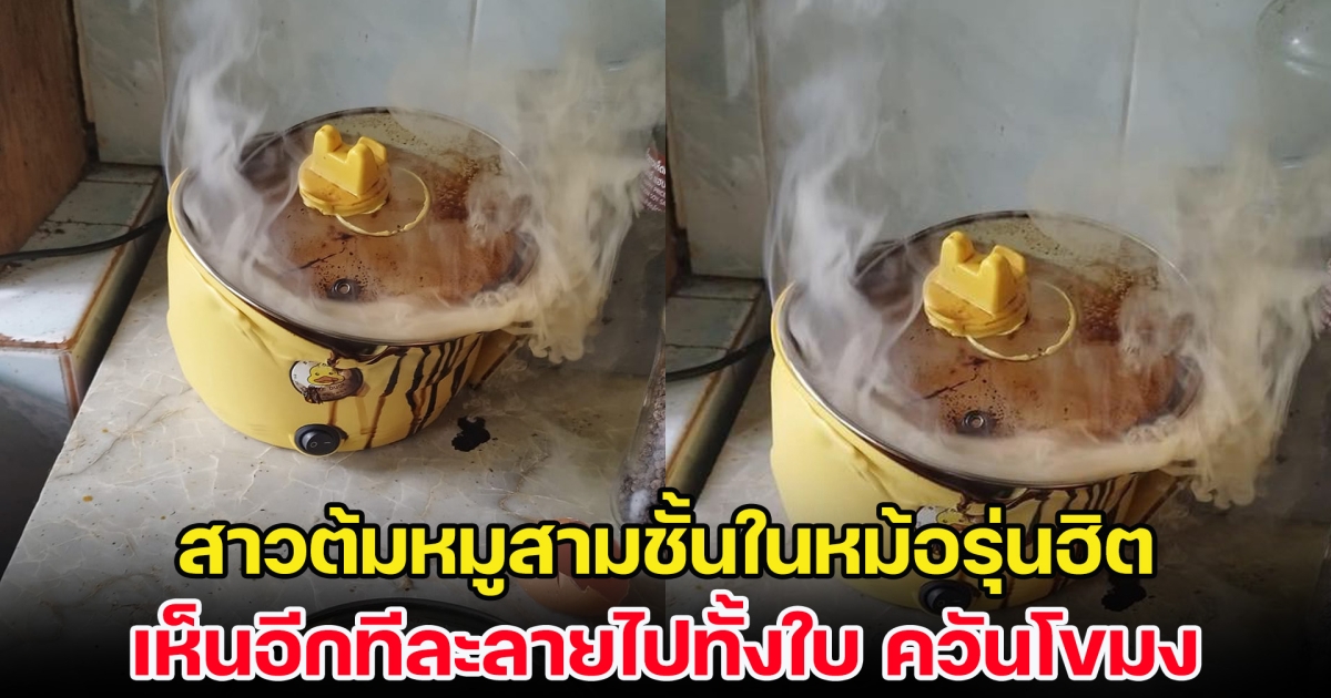 เตือนภัย! สาวเล่านาทีระทึก ต้มหมูสามชั้นในหม้อรุ่นฮิต เห็นอีกทีละลายไปทั้งใบ ควันโขมง