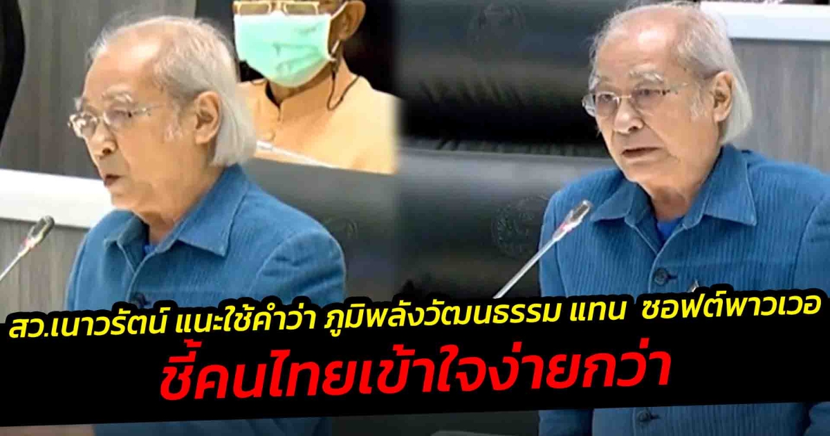 สว.เนาวรัตน์ แนะใช้คำว่า ภูมิพลังวัฒนธรรม แทน ซอฟต์พาวเวอร์ ชี้คนไทยเข้าใจง่ายกว่า