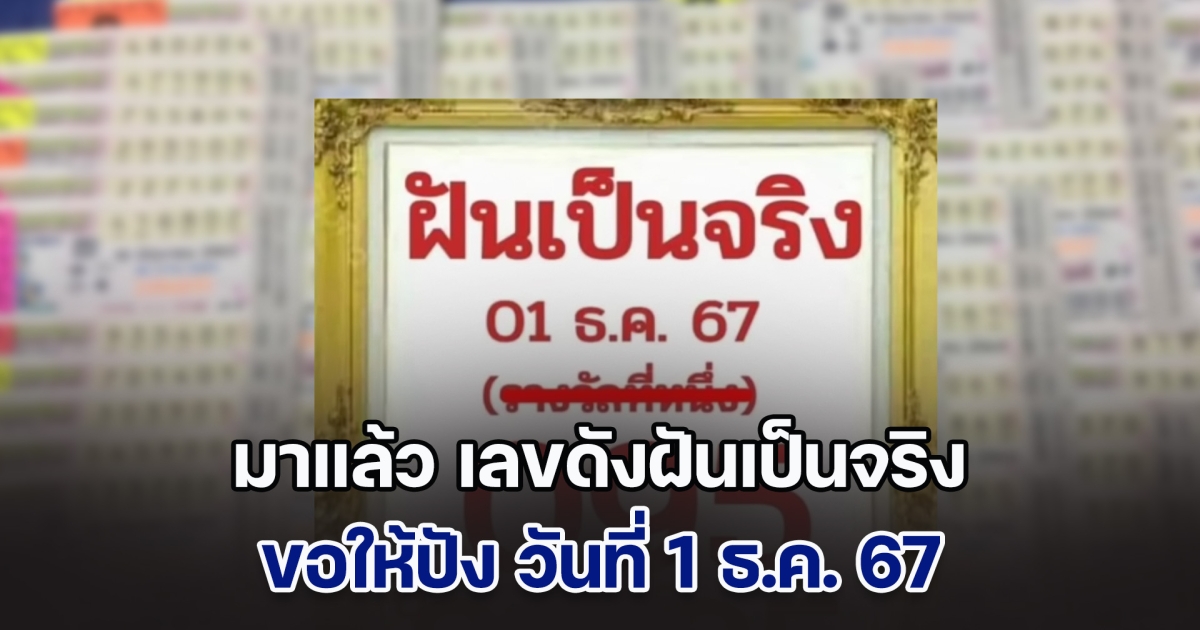 ปล่อยออกมาจนได้ เลขดังฝันเป็นจริง ขอให้ปัง วันที่ 1 ธ.ค. 67