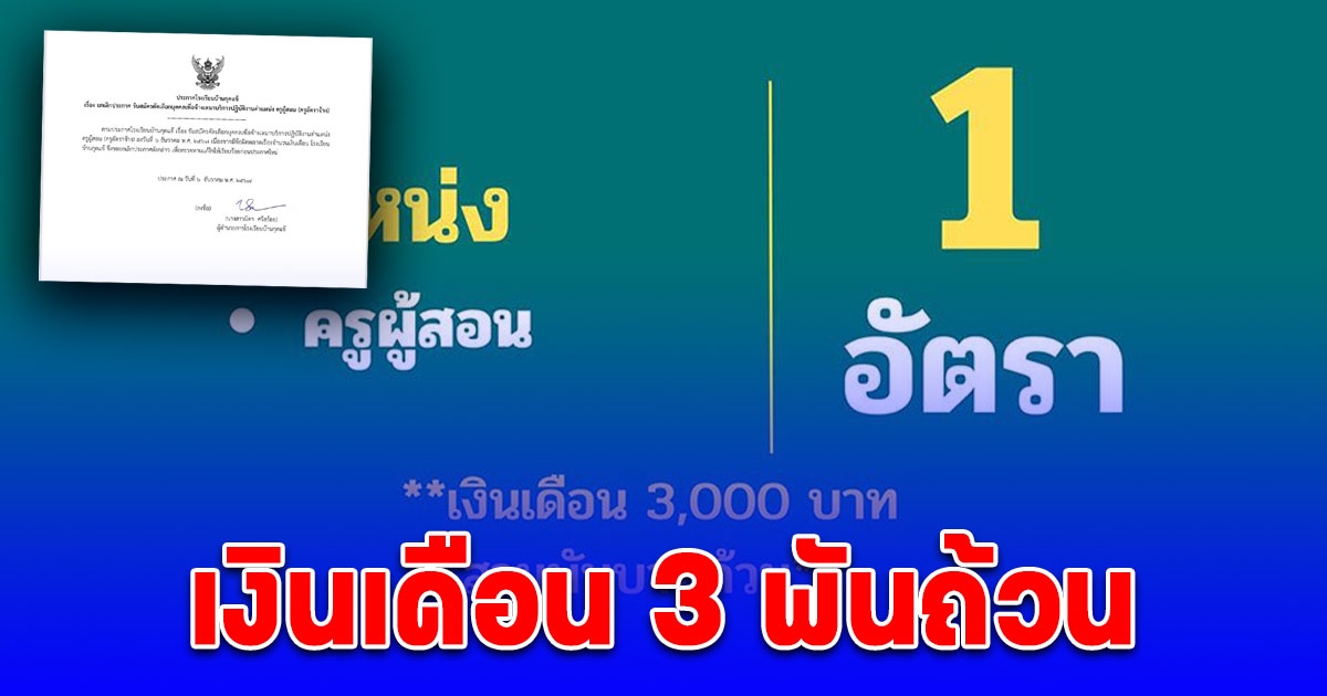 โรงเรียนประกาศเหตุผล หลังรับสมัครครูอัตราจ้าง วุฒิปริญญาตรี เงินเดือน 3 พันถ้วน