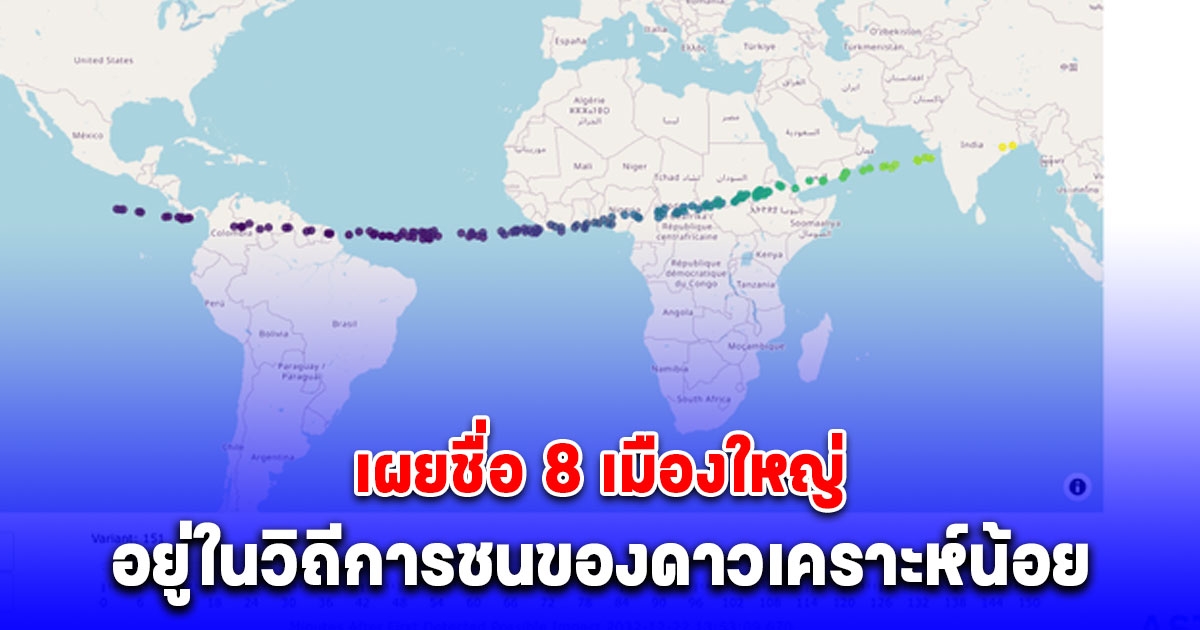 เผยชื่อ 8 เมืองใหญ่ อาจอยู่ในวิถีการชนของดาวเคราะห์น้อยปี 2032