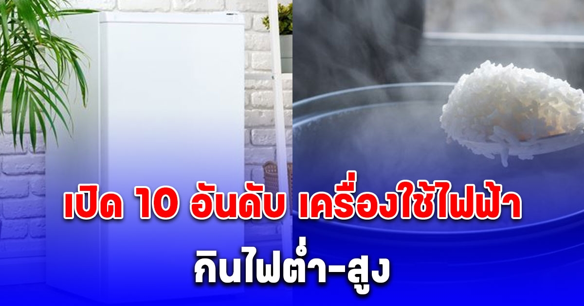 เปิด 10 อันดับ เครื่องใช้ไฟฟ้า กินไฟต่ำ-สูง