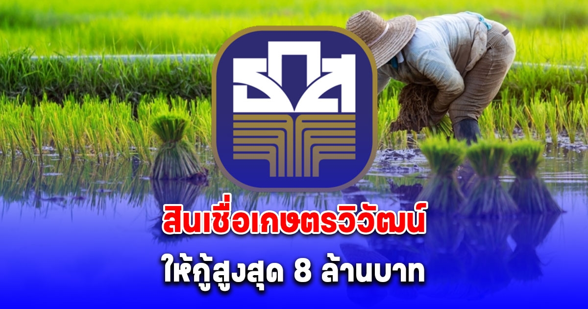 ธ.ก.ส. ออกสินเชื่อ ให้กู้สูงสุด 8 ล้านบาท หนุนคนใกล้เกษียณทำเกษตร