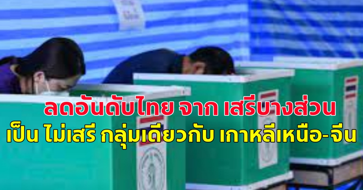 ฟรีดอมเฮาส์ ลดอันดับไทย จาก เสรีบางส่วน เป็น ไม่เสรี กลุ่มเดียวกับ เกาหลีเหนือ-จีน