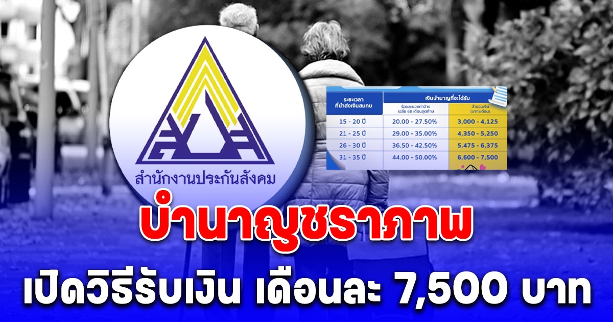เปิดวิธีรับ เงินบำนาญชราภาพ เดือนละ 7,500 บาท เมื่ออายุครบ 55 ปี ประกันสังคมแจงสูตรคำนวณ