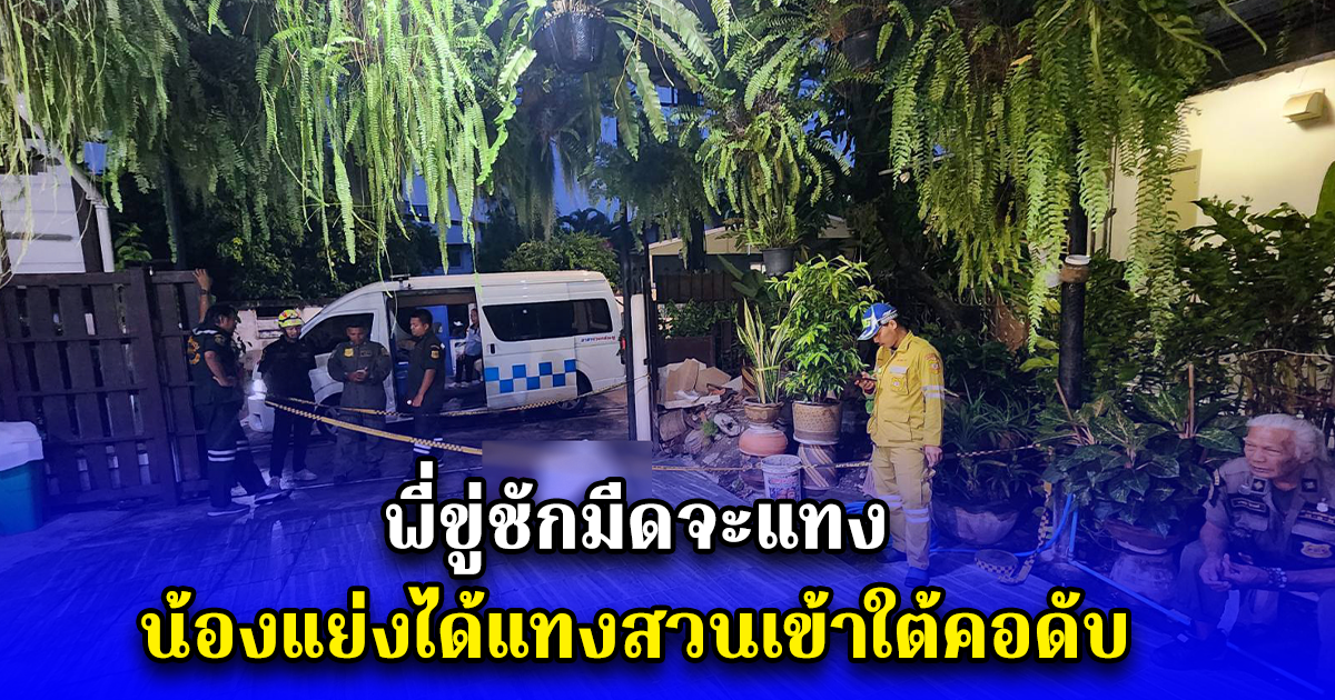 พี่ขู่ชักมีดจะแทง น้องแย่งได้แทงสวนเข้าใต้คอดับ