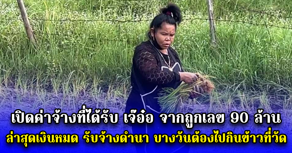 เปิดค่าจ้างที่ได้รับ เจ๊อ๋อ จากถูกเลข 90 ล้าน ล่าสุดเงินหมด รับจ้างดำนา บางวันต้องไปกินข้าวที่วัด