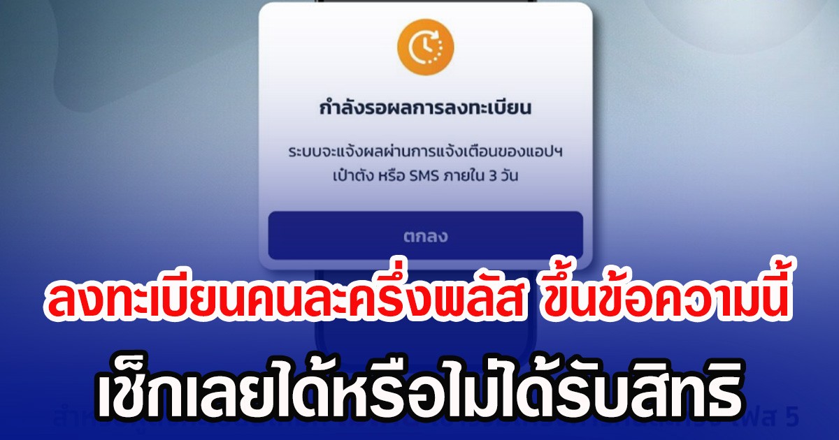 ลงทะเบียนคนละครึ่งพลัส ขึ้นข้อความนี้ เช็กเลยได้หรือไม่ได้รับสิทธิ
